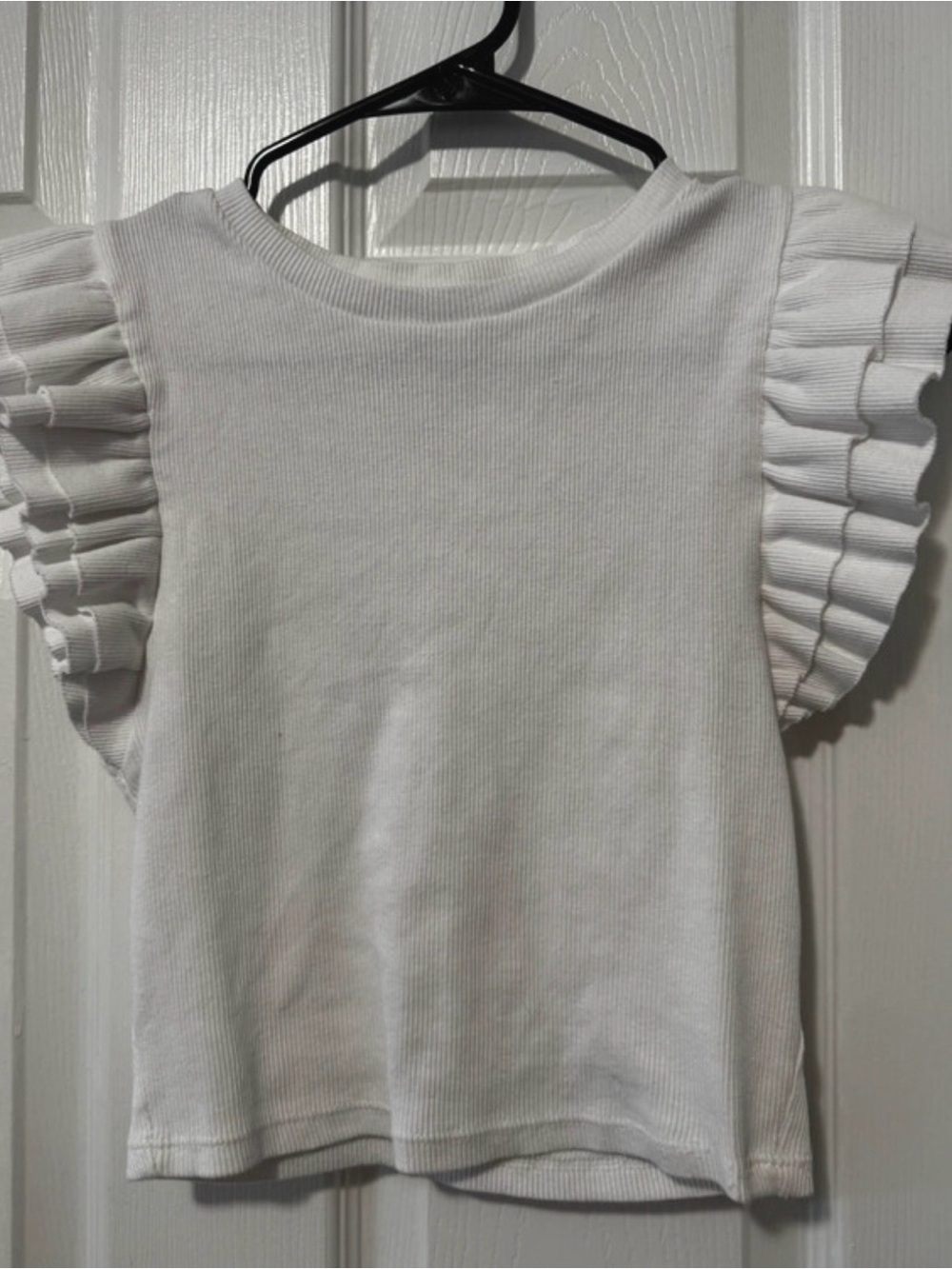 Zara White Ruffle Sleeve Ribbed Crop Top - Picture 8 of 8